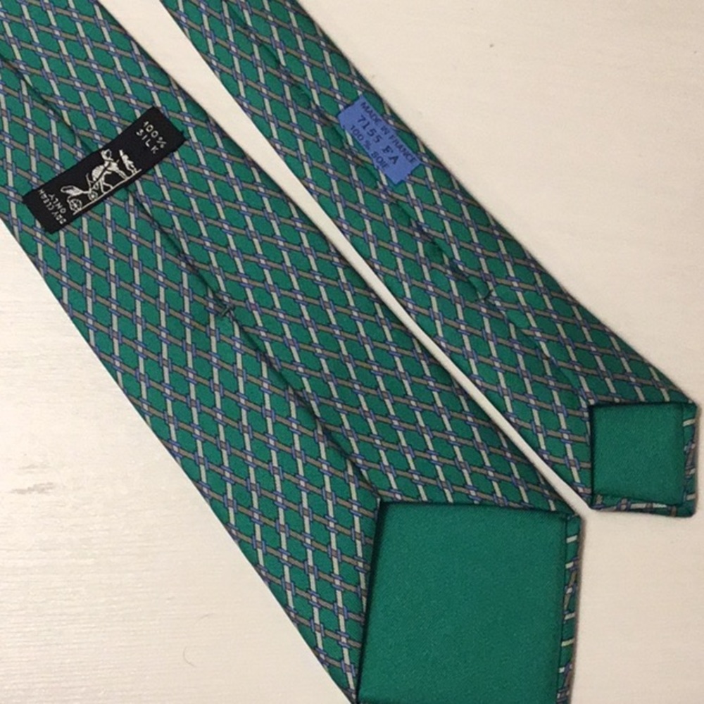 Hermès Green/blue geometric Necktie
